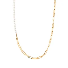 【ゴールド × ワンサイズ】[Cream dot. クリームドット公式] ネックレス レディースステンレス製 ロング 金属アレルギー つけっぱなし サージカルステンレス ロング チェーン パール 2連 2重 3way Y字 コンビ 大人