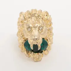 美品 GUCCI　グッチ　リング　希少　ライオンヘッド　エメラルドグリーン　XL ✨極美品✨GUCCI グッチ リング 希少 ライオンヘッド エメラルド