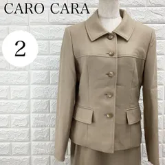 【A4413】 CARO CARA カーロカーラ フォーマルスーツ テーラードジャケット セットアップ ひざ丈スカート ベージュ シングルボタン
