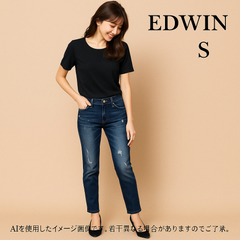 【送料無料】　エドウィン デニムパンツ ボトムス ジーンズ レディース Sサイズ ネイビー EDWIN　md45139  春　夏　秋　冬