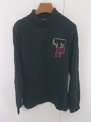 ◇ 24karats モックネック ワッペン バイカラー 長袖 Tシャツ カットソー サイズS ブラック ホワイト系 メンズ P  【1305040002298】