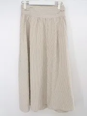 ◇ ◎ natural couture タグ付 ストライプ ロング フレア スカート サイズM ベージュ ホワイト レディース P  【中古】 【1209270012297】