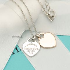 【美品】ティファニー TIFFANY&Co. リターン トゥ ティファニー ダブル ミニ ハート タグ ネックレス ルベドメタル AG925