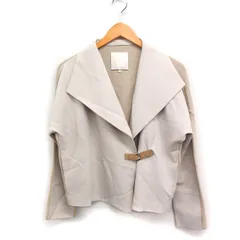 自由区 オンワード樫山 異素材切替 ジャケット ベルト 無地 32 ベージュ /FT42