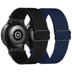 【特価】[AGUPERFIT] 時計バンド クイックリリースベルト 柔らかくフィット軽く通気性も良くなナイロン伸縮性ウォッチバンド 無段階に調整なソロループゴムベルト スマートウォッチ交換ベルト 腕時計替えバンド 2本セット (22mm ブラック＋ミッドナイ