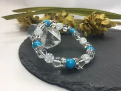 パワーストーン ブレスレット ターコイズ&水晶&クラック水晶  （シルバー）レディース 女性  数珠ブレス 開運 プレゼント ギフト  [4]