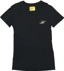 DRESSCAMP 半袖VネックロゴプリントTシャツ ブラック Mサイズ