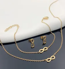 ★3セット★無限マークネックレス とピアスとブレスレット　サージカルステンレス