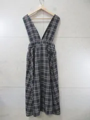 Honeys ハニーズ Ｖネックジャンパースカート チェック柄 裏地付き ネイビー系 Lサイズ 555-53-9149