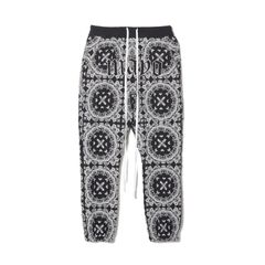 MAYO PAISLEY EMBROIDERY NYLON LOUNGE PANTS - BLACK