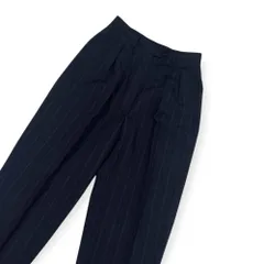 90s LAUREN RALPH LAUREN RETITE ラルフローレン ストライプ タック スラックス パンツ 8P/ネイビー レディース ビンテージ