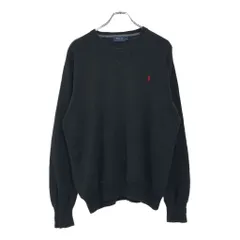 Polo by Ralph Lauren ポロ ラルフローレン ワンポイントロゴ コットンニット セーター ブラック(メンズ L)中古 古着 V0802