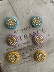 ⑲ビーズ刺繍カボション  蝶バネイヤリング又は金属ポストピアス