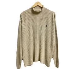 Polo Ralph Lauren ポロ ラルフローレン コットンニット セーター ハイネック ワンポイントロゴ 刺繍 ベージュ XLサイズ No.U149