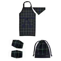 COLORFUL CANDY STYLE 新品  入園入学シリーズ エプロン マスク3点セット タータンチェック ダークグリーン 小学校
