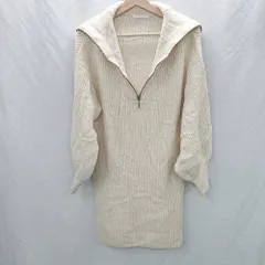 ◇ ⊇ who's who Chico タートルネック ハーフジップ 長袖 ミニ丈 ニットワンピース サイズF ベージュ レディース E  【1506130004424】