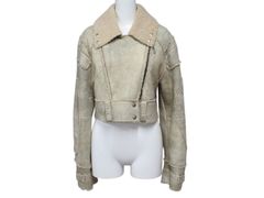 極美品 CHRISTIAN DIOR クリスチャンディオール ムートンジャケット 4A20127070 ラムスキン カーキ ベージュ サイズ36 中古 4b001960