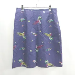 ◇ ◎ ●美品● Laura Ashley ローラア シュレイ 総柄 ひざ丈 台形 スカート サイズ13 ネイビー グリーン レディース E  【1408220027095】