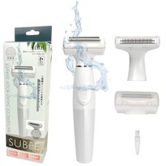 マクロス ufurl 防水2ヘッド ボディシェーバー SUBEE グルーマー トリマー レディース 防水 IPX6 携帯便利 乾電池式 ホワイト MEBL-160