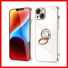 【匿名配送】 iPhone14 Plus_ホワイト iPhone 14 Plus ケース リング付き 耐衝撃 アイフォン 14 plus リング カバー 360