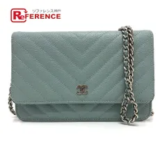 CHANEL シャネル ショルダーバッグ Vステッチ ココマーク CC キャビアスキン ブルー