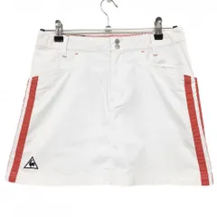 【美品】ルコックゴルフ スカート 白×レッド サイドライン ストレッチ 内側インナーパンツ レディース 9 ゴルフウェア le coq sportif