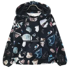 NIKE ナイキ 総柄 長袖 ショート丈 パーカー L ブラック レディース 古着