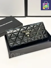 【今日特価】PRADA プラダ ブラック ツーフォール ウォレット 送料無料 在庫限定セール価格！?