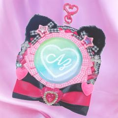 ロゼッタ໒꒱· ﾟねこみみ♡ギンガム♡ビビットピンク×ブラック〔No.26〕