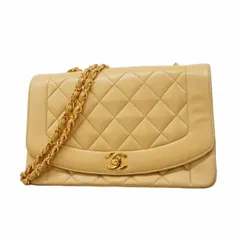 美品 シャネル マトラッセ ダイアナ フラップ ショルダー バッグ ゴールド シャネル / CHANEL マトラッセ ダイアナフラップ チェーン