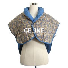 新品タグ付き♪セリーヌの素敵なポンチョ 日本製 羽毛 ダウン フェザー 美品☆CELINE セリーヌ マカダム柄 肩掛け ポンチョ 西川ダウンベスト