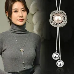 超人気　レディース　ネックレス　ペンダント　ロング　パール風　豪華