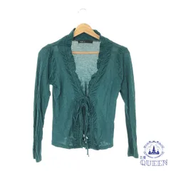 【訳アリ】AS KNOW AS アズノウアズ トップス カットソー シアー レース フリル 紐付き エレガント おしゃれ 長袖 レディース グリーン 901-15762 送料無料 古着