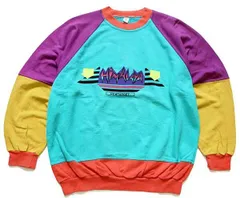 90s HIMALAYA クレイジーカラー 切り替え スウェット M★オールド ビンテージ ユーロ ヨーロッパ パネル マルチ カラフル オーバーサイズ