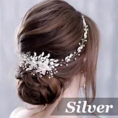 フラワービジュー ヘッドドレス★パール ビジュー ウェディング ブライダル 結婚式 カチューシャ 髪飾り ヘアアクセサリー