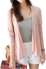 FLYUTH カーディガン レディース 薄手 サマーニット 冷房対策 トップス カジュアル XL( ライトピンク,  XL Regular)