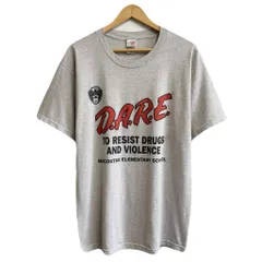 FRUIT OF THE LOOM フルーツオブザルーム D.A.R.E フロントプリント ドラッグ 薬物乱用防止 半袖Tシャツ ライトグレー Lサイズ No.G596