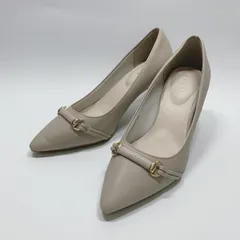 美品〇 RANDA ランダ 走れる美脚 ビットパーツ パンプス ベージュ 23 ポインテッドトゥ ヒール