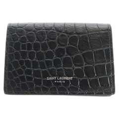 希少✨サンローラン 二つ折り財布 YSL クロコ型押し カサンドラ レザー 黒 2025年最新】サンローラン 財布 クロコダイルの人気アイテム