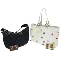 【中古】 コーチ(Coach) シグネチャー 4点セット キャンバス,レザー ショルダーバッグ ブラック 03GA198