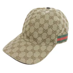 美品 GUCCI グッチ GG柄キャンバス シェリーライン ベースボールキャップ 帽子 601491 XL 60 ベージュ メンズ 古着 中古 USED