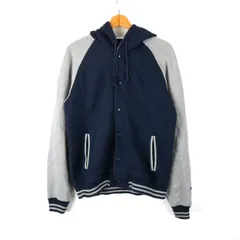 ビームス スタジャン スタジアムジャンパー コットン100% ブランド アウター メンズ Lサイズ ネイビー× グレー BEAMS 【中古】