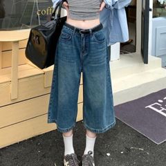 デニム ハーフパンツ デニムパンツ ガウチョ 半端丈 フレア 夏 レディース 韓国ファッション ストリート ダンス 衣装 ヒップホップ Y2K 春