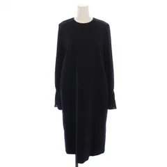 ボールジー BALLSEY トゥモローランド 23AW コットンナイロンポンチ コンビワンピース バルーンスリーブ 長袖 シアー 切替 36 S 紺 ネイビー /DK