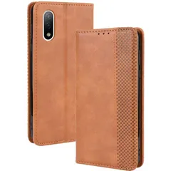 Xperia Ace II ケース 手帳 SO-41B エクスペリアace2 エース2  チェック柄 合革 レトロ 手帳 ケース 【Color】 キャメルのサムネイル