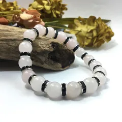 ローズクォーツ パワーストーン ブレスレット 天然石 10mm （ブラック）メンズ・レディース　男性・女性　数珠ブレス　開運   [c]