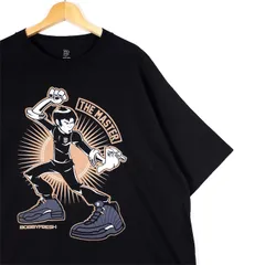 BOBBY FRESH 半袖プリントTシャツ メンズUS-2XLサイズ エアジョーダン12 ブルースリー 黒 t-2454n