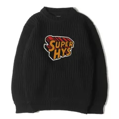 美品 HYSTERIC GLAMOUR ヒステリックグラマー ニット サイズ:M 20AW British Wool SUPER HYS ワッペン ヘヴィー ニット セーター 02203NS09 ブリティッシュウール カウチン セーター ローゲージ ブラックのサムネイル