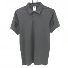 【美品】アディダス 半袖ポロシャツ ダークグレー×黒 袖3ライン 背面カモフラメッシュ地  メンズ M ゴルフウェア adidas