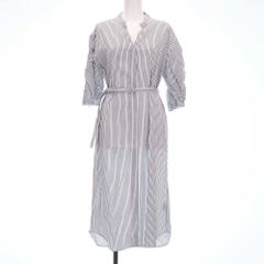 レディメイド LADYMADE シャツ ワンピース カットソー ひざ丈 ストライプ 七分袖 F 紺 白【13012-13】